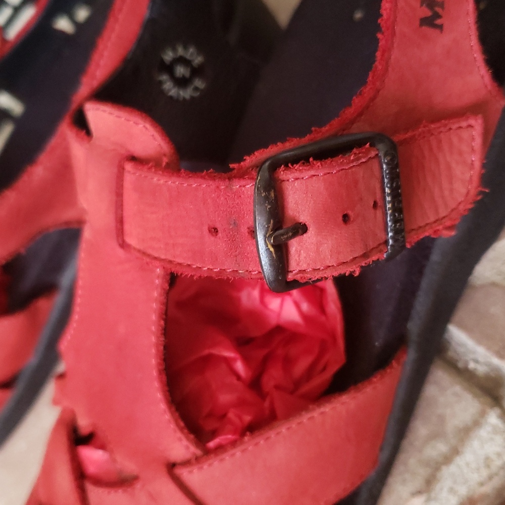 Mephisto Red Suede Sandals Size 9 - Picture 9 of 14